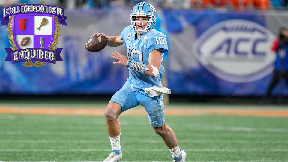 UNC quarterback Drake Maye scrambles out of the pocket vs Clemson
Jim Dedmon-USA TODAY Sports