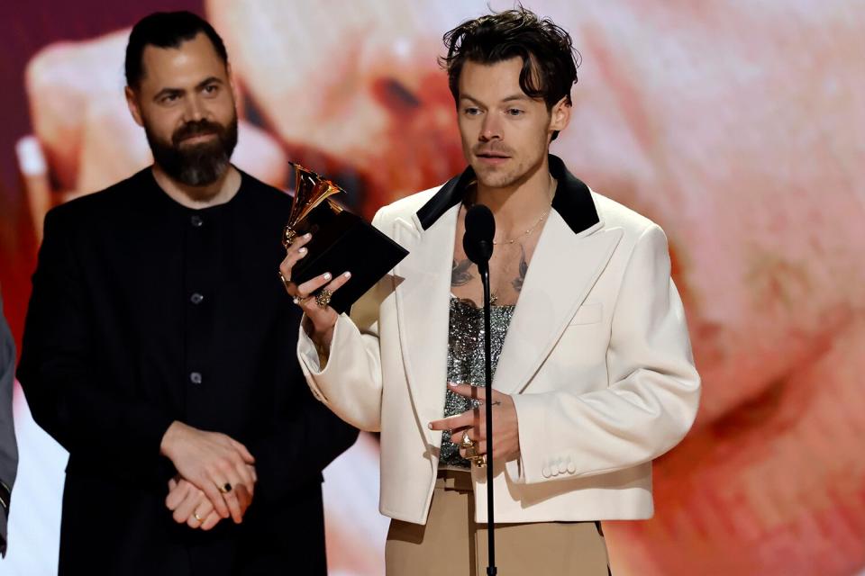 Harry Styles accepts the Best Pop Vocal Album award for “Harry's House” onstage during the 65th GRAMMY Awards at Crypto.com Arena on February 05, 2023 in Los Angeles, California.