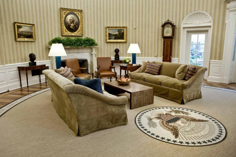 <p>New furniture is shown on the date of President Obama's second Oval Office address of his presidency.</p>