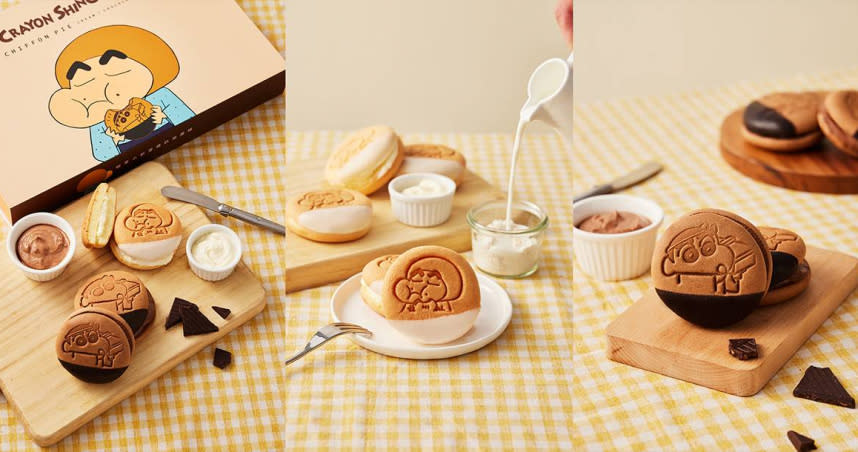 「蠟筆小新雪燒奶油蛋糕禮盒」選用有機金黃土雞蛋、香醇鮮奶等材料製作。（圖／SUNFRIEND MOUTH提供）