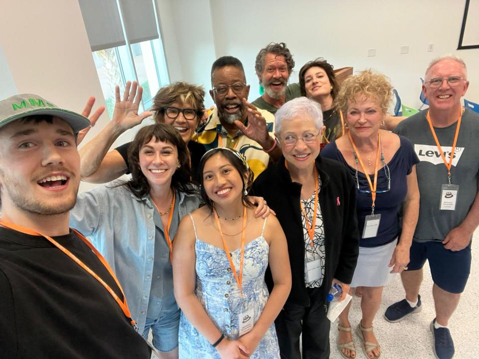 Members of the creative team of “All the Sex I Ever Had” mingle with the subjects who will be telling their life stories on stage in performances in the Historic Asolo Theater at The Ringling.