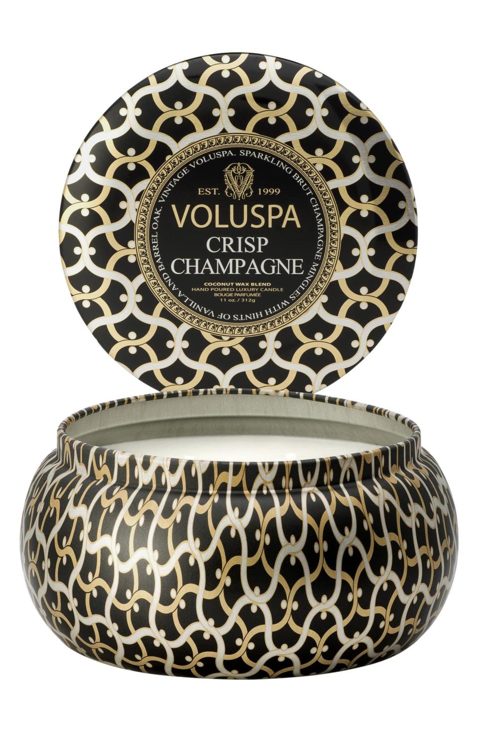 4) Maison Noir Crisp Champagne Maison Metallo Two-Wick Candle