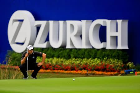 May 2, 2016; Avondale, LA, USA; Brian Stuard prepares to putt on the green at the ninth hole during the continuation of the third round of the 2016 Zurich Classic of New Orleans at TPC Louisiana. Mandatory Credit: Derick E. Hingle-USA TODAY Sports