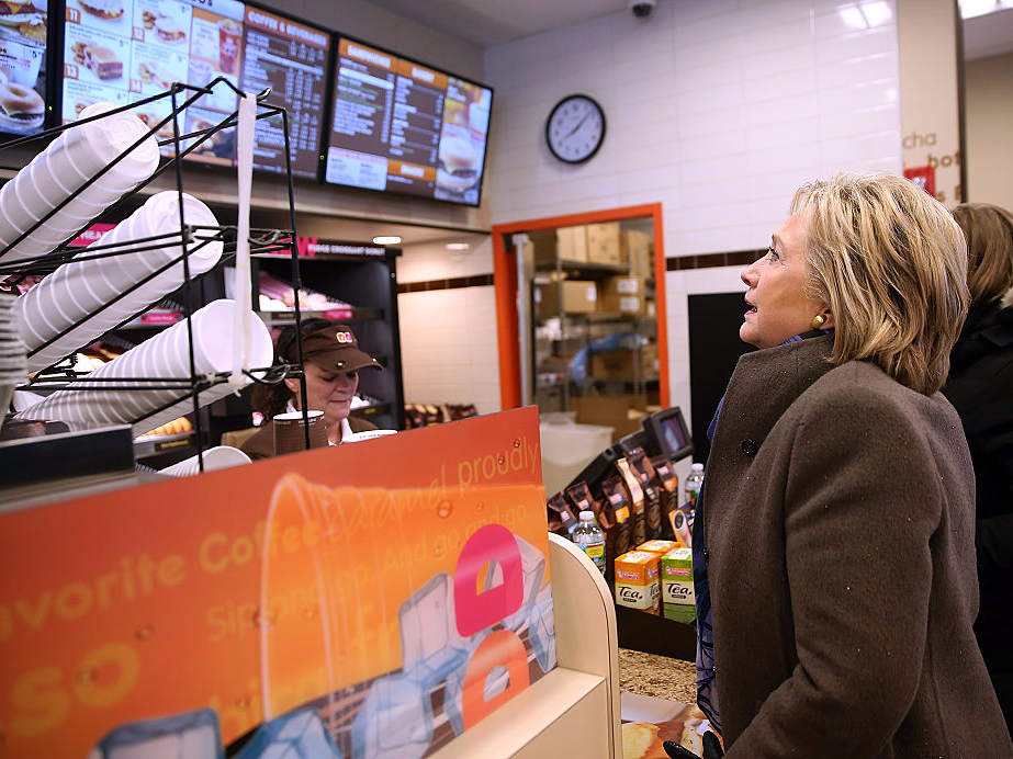 hillary clinton dunkin' donuts