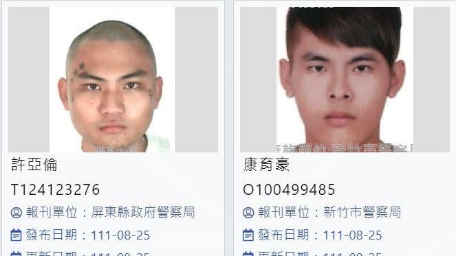 自強外役監逃犯康育豪（右）再度犯下砍人重案，過去曾被他囚禁的被害女子驚恐憶當年。（圖／翻攝自刑事局）