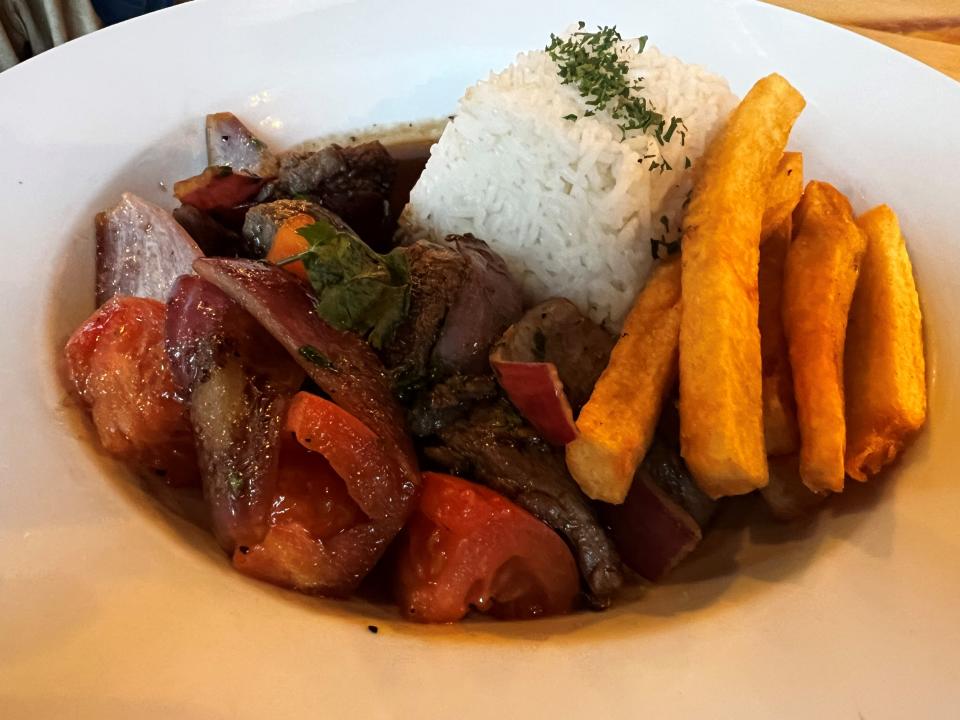 The must-try lomo saltado at Panka Peruvian Restaurant combines Asian and Latin flavors.