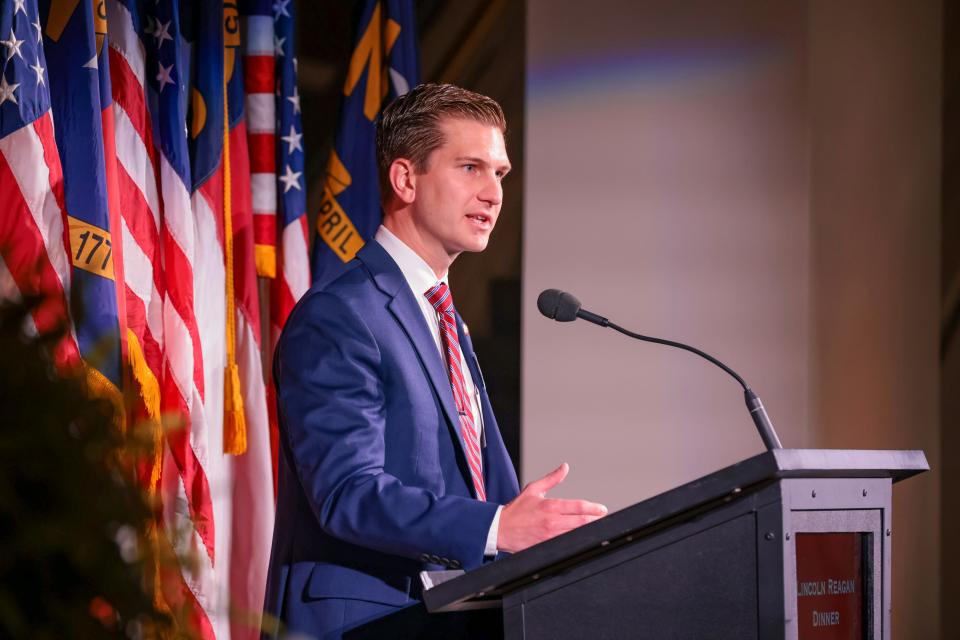 Rep. Jake Johnson speaks at the North Carolina House of Representatives.