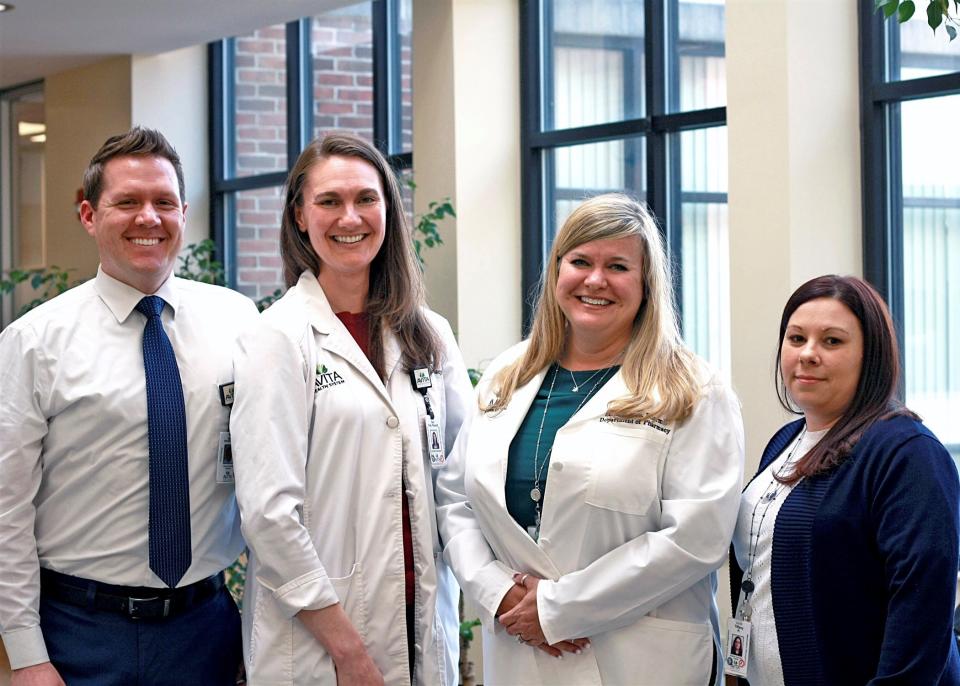 Avita's Medication Management Center staff will perform an initial screening to determine if the patient meets the criteria for free or reduced-cost medications. From left are: Brad Schwartz, RPh; Cari Fink, PharmD, BCACP; Mandy Teeters, PharmD; and Tiffany Hill, RPhT.