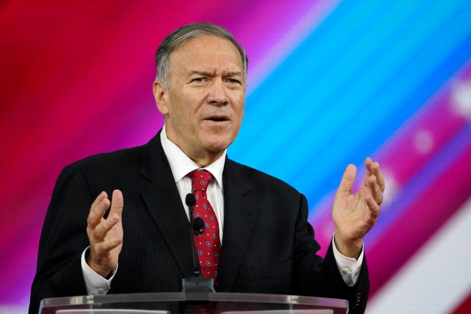 Former Secretary of State Mike Pompeo, speaks at the Conservative Political Action Conference (CPAC) Friday, Feb. 25, 2022, in Orlando, Fla. (AP Photo/John Raoux) (AP)