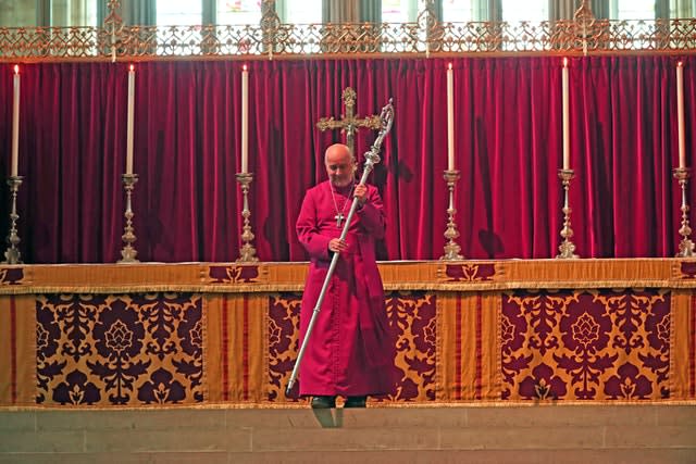 The 98th Archbishop of York, Stephen Cottrell, takes up the historic Braganza crozier at York Minster