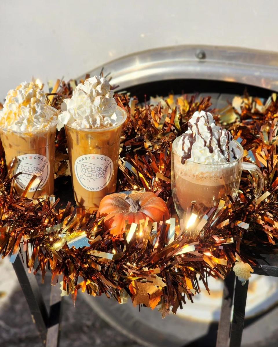 Coast2Coast Coffee offers seasonal menu items such as the Thanksgiving Crunch and Pumpkin Pie Latte.