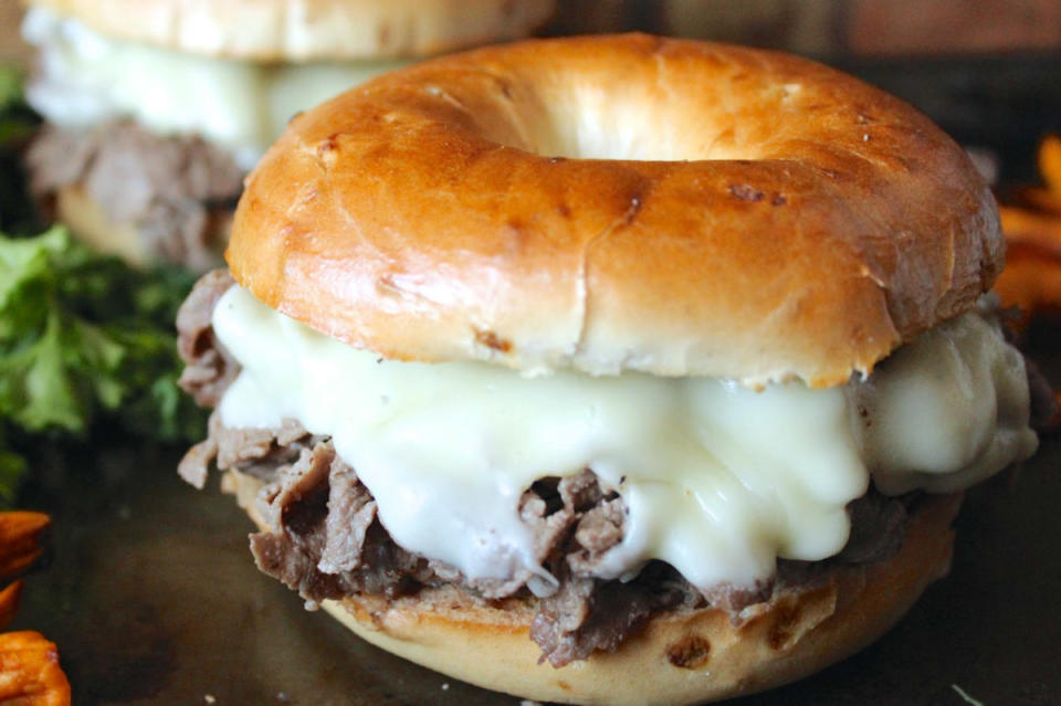 <p>InGoodFlavor.com</p><p>Shaved steak and gooey American cheese on a toasted bagel makes a great breakfast or lunch. </p><p><strong>Get the recipe: <a href="https://www.ingoodflavor.com/2014/12/steak-and-cheese-bagel-sandwich.html" rel="nofollow noopener" target="_blank" data-ylk="slk:Steak and Cheese Bagel Sandwich;elm:context_link;itc:0;sec:content-canvas" class="link ">Steak and Cheese Bagel Sandwich</a></strong></p><p><strong>Related: <a href="https://parade.com/887543/felicialim/12-sensational-sandwich-recipes-perfect-for-picnics/" rel="nofollow noopener" target="_blank" data-ylk="slk:12 Sensational Sandwich Recipes Perfect for Picnics;elm:context_link;itc:0;sec:content-canvas" class="link ">12 Sensational Sandwich Recipes Perfect for Picnics</a></strong></p>