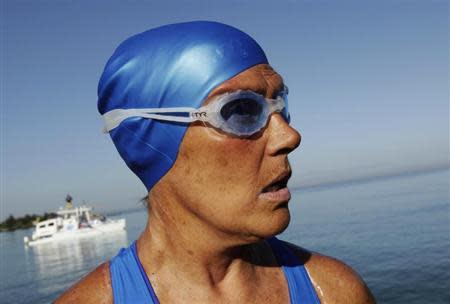 U.S. long-distance swimmer Diana Nyad is pictured before attempting to swim to Florida from Havana