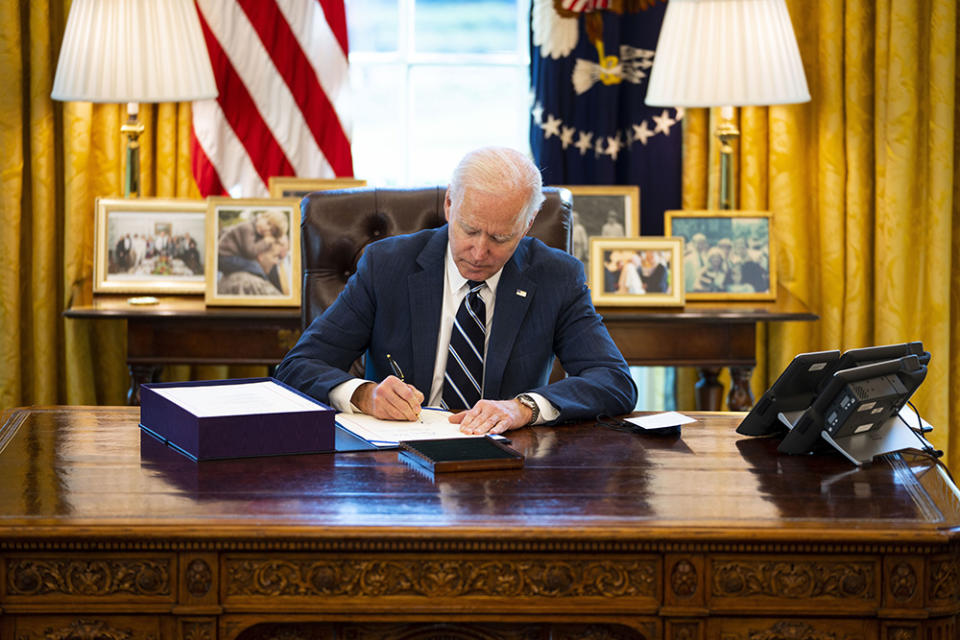 In March 2020, President Joe Biden signed the American Rescue Plan, which included the final installment in $190 billion in recovery funds for students. (Doug Mills-Pool/Getty Images)