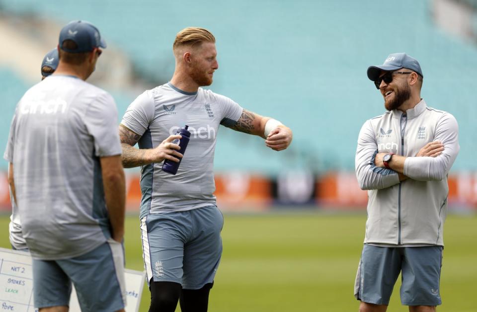 Ben Stokes, centre, and Brendon McCullum, right, have instilled a positive and relaxed mindset (Steven Paston/PA) (PA Wire)