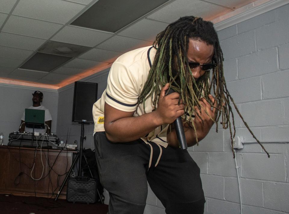 Athens hip hop artist Kive?! performs at the 585 Vine St. Resource Center in Athens, Ga. on Monday, July 10, 2023. Kive?! is one of the guest storytellers for the Soul Food III event at Hendershot's on Sept. 23, 2023.