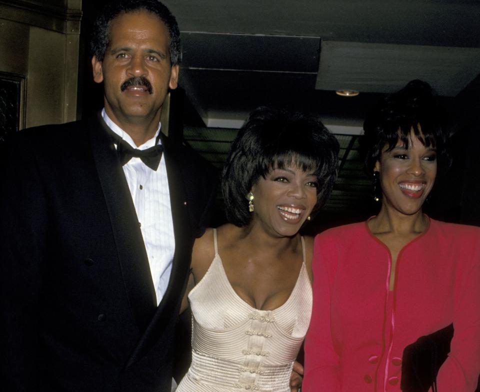 Stedman, Oprah and Gayle King at The 21st Annual Daytime Emmy Awards.&nbsp; (Photo: Jim Smeal via Getty Images)