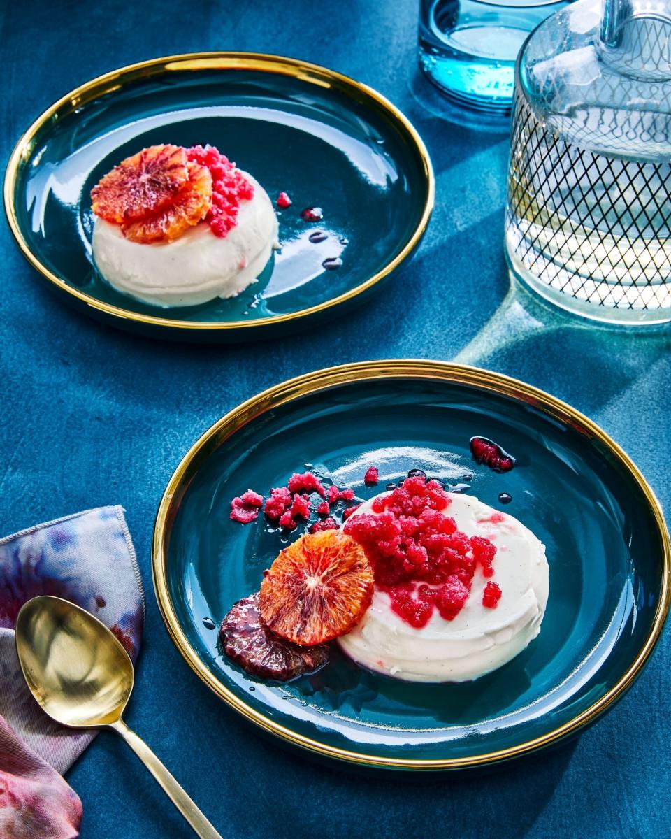 Coconut Panna Cotta with Blood Orange Granita