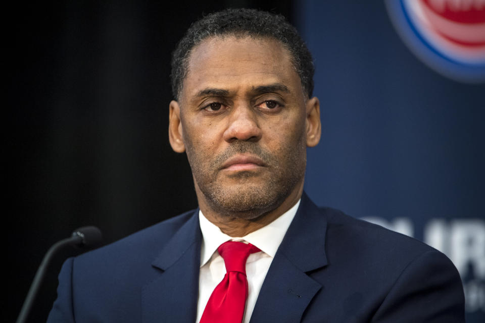 The Detroit Pistons fired general manager Troy Weaver amid a franchise-record losing skid. (Photo by Nic Antaya/Getty Images)