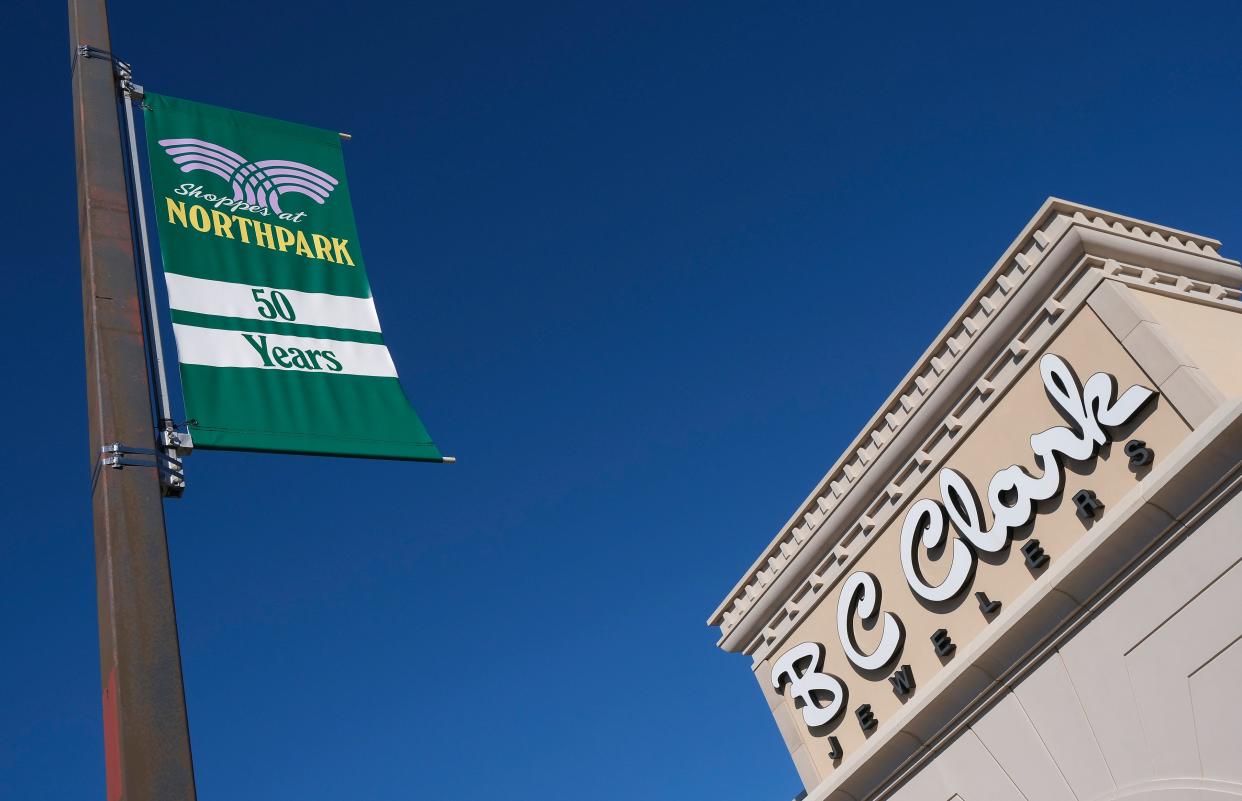 A "50 Years" banner in front of B.C. Clark Jewelers at Shoppes at Northpark, at NW 122 and N May Avenue.