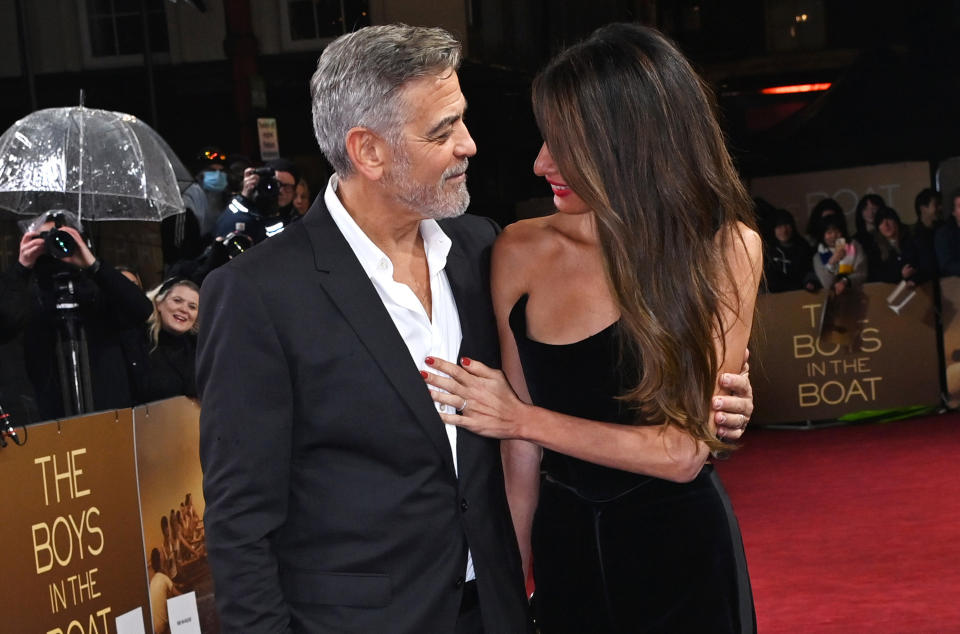 Closeup of George and Amal Clooney