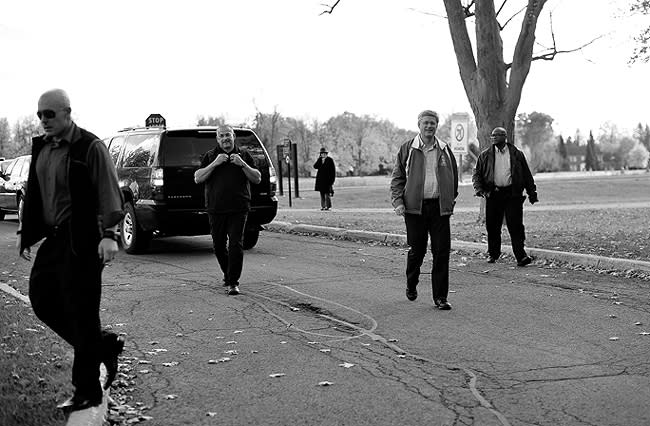 "But then as the cars were preparing to leave the little parking lot (that couldn't have held more than 20 cars or so), they stopped. And 20 seconds went by. And wouldn't you know it, Mr. Stephen Harper himself came over to wish the Bride & Groom a happy wedding day!" (Photo courtesy of Laura Kelly)