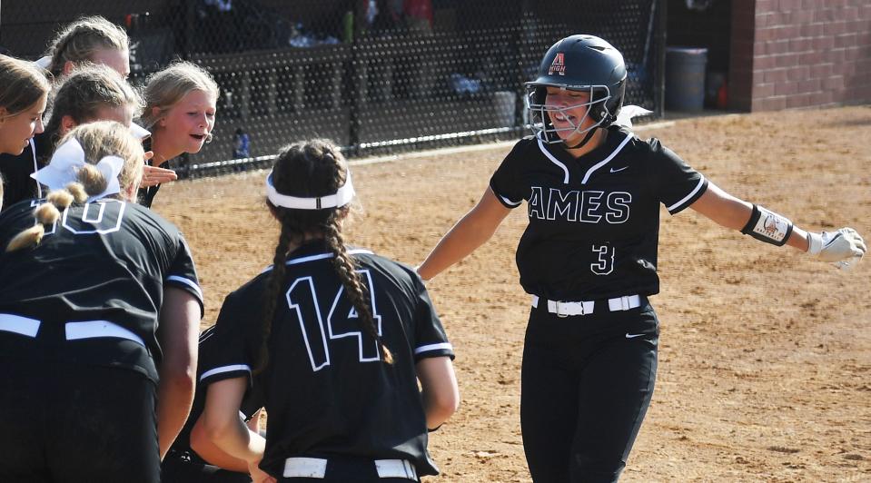 Ireland Buss now has nine home runs for the season, setting a new single-season mark for the Ames softball program.