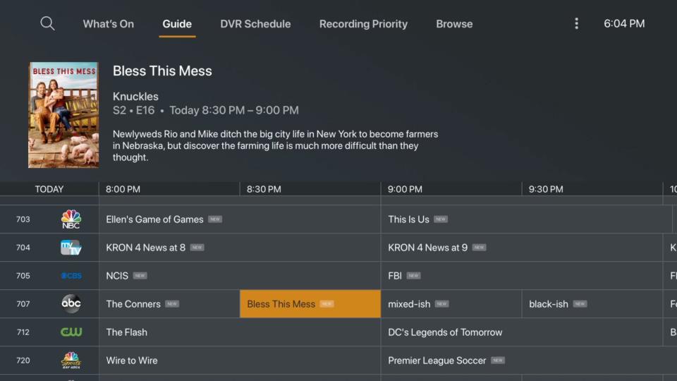 Plex's live TV interface