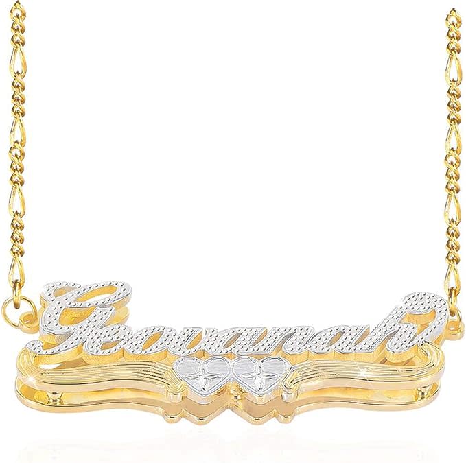 gold and diamond nameplate necklace