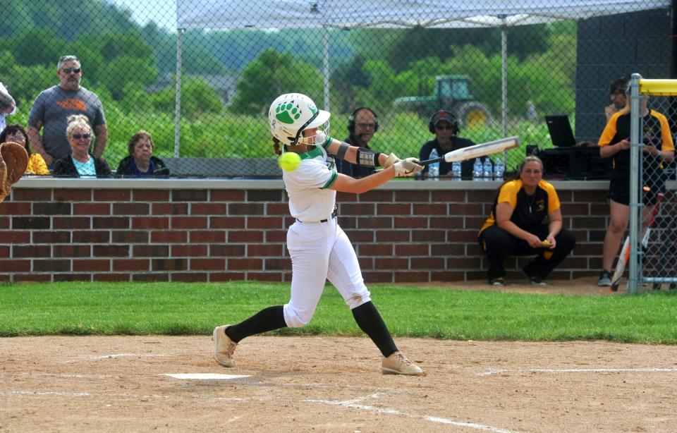Margaretta's Lilly Edwards swings at a high pitch.