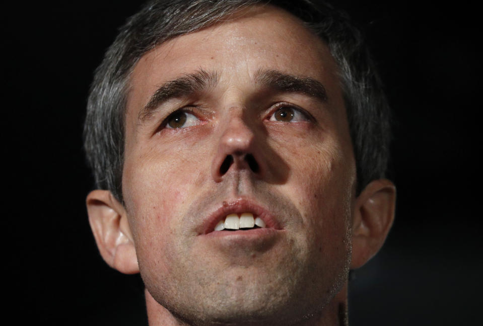Democratic presidential candidate and former Texas Rep. Beto O'Rourke speaks during a public employees union candidate forum Saturday, Aug. 3, 2019, in Las Vegas. (AP Photo/John Locher)