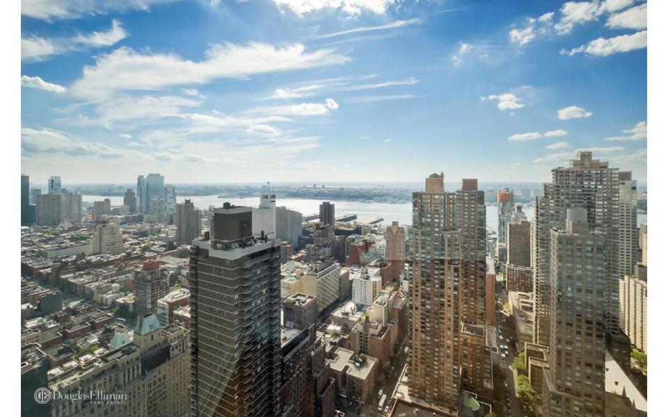 1) The views of the city and the Hudson River from this 64th-floor apartment are incredible.