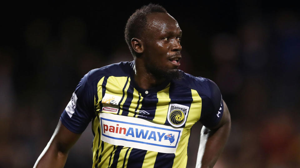 How many more times will we see Usain Bolt in a Central Coast Mariners jersey? Pic: Getty