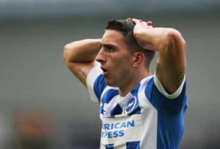 Britain Football Soccer - Brighton & Hove Albion v Derby County - Sky Bet Football League Championship - The American Express Community Stadium - 2/5/16 Brighton’s Anthony Knockaert looks dejected Mandatory Credit: Action Images / Matthew Childs Livepic