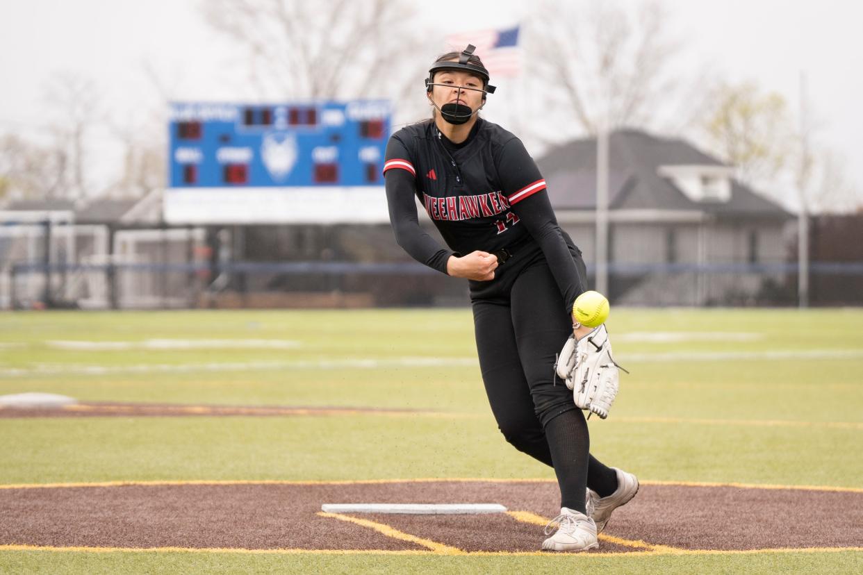 Apr 13, 2024; Wood-Ridge, NJ, USA; Bergen Tech softball vs. Weehawken in the annual Donna Ricker Tournament in Wood-Ridge.