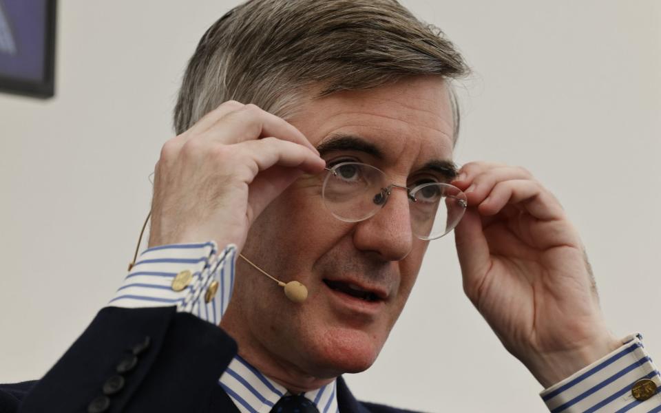 Jacob Rees-Mogg, the Business Secretary, is pictured during an appearance on Chopper's Politics podcast  - Geoff Pugh for The Telegraph