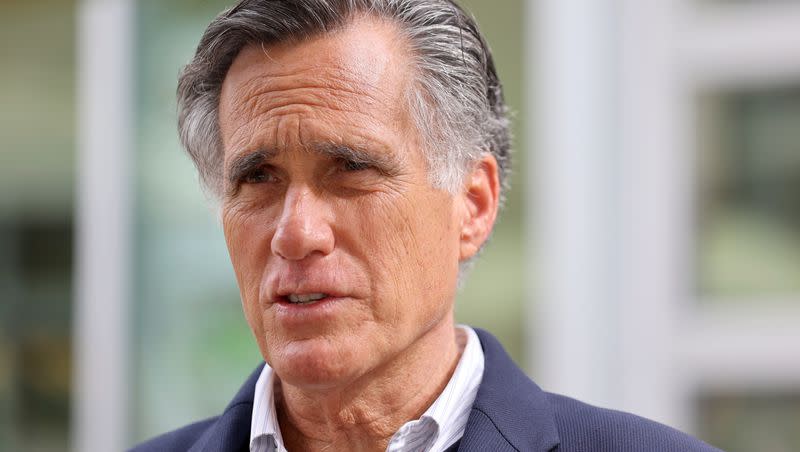 Sen. Mitt Romney, R-Utah, in West Jordan, Utah, on Friday, May 5, 2023. A bipartisan group of U.S. senators led by Majority Leader Chuck Schumer, the highest ranking Jewish American lawmaker in U.S. history, and including Romney, traveled to Israel over the weekend.