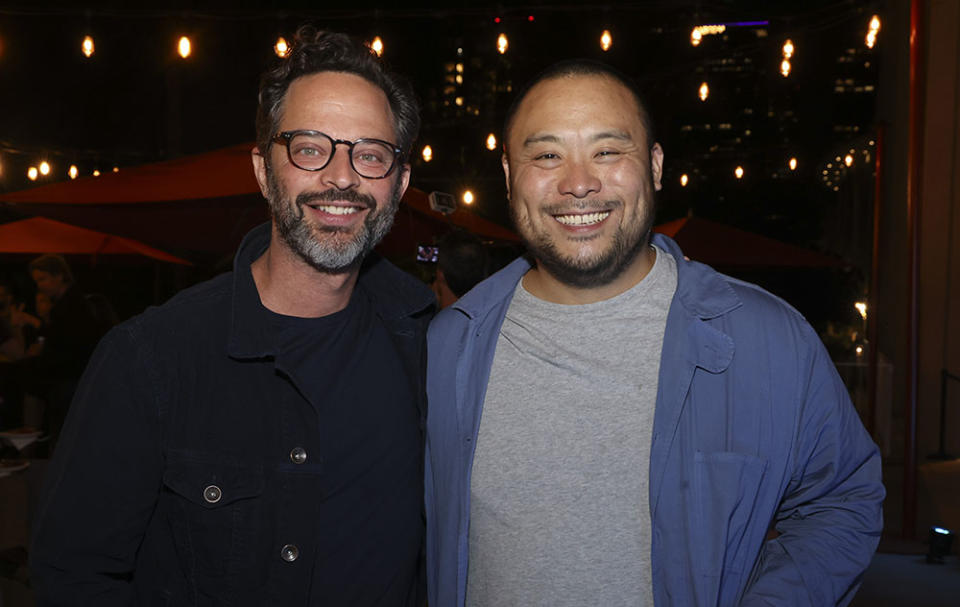 Nick Kroll and David Chang at the after party for the opening night performance of “Mike Birbiglia: The Old Man and the Pool" at Center Theatre Group/Mark Taper Forum on August 3, 2022, in Los Angeles, California.