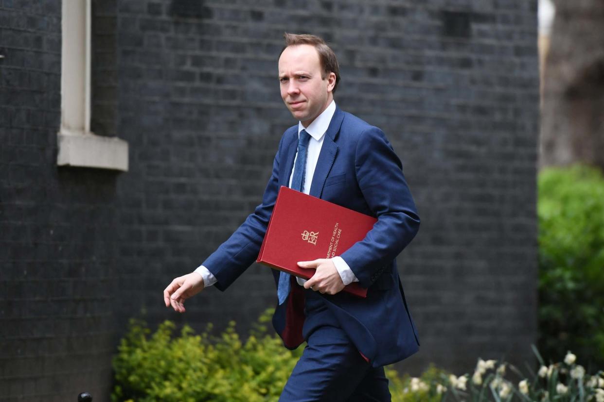 Health Secretary Matt Hancock arrives at Downing Street on April 28, 2020: Getty Images