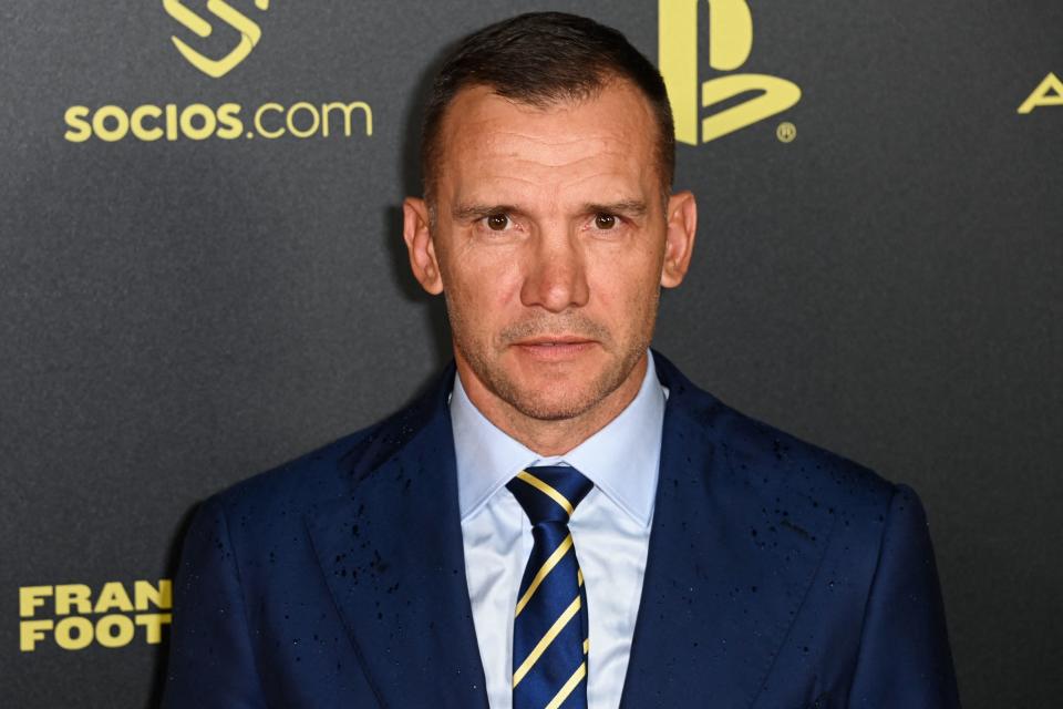 Ukrainian former football player Andriy Shevchenko poses upon arrival to attend the 2022 Ballon d'Or France Football award ceremony at the Theatre du Chatelet in Paris on October 17, 2022. (Photo by Alain JOCARD / AFP) (Photo by ALAIN JOCARD/AFP via Getty Images)