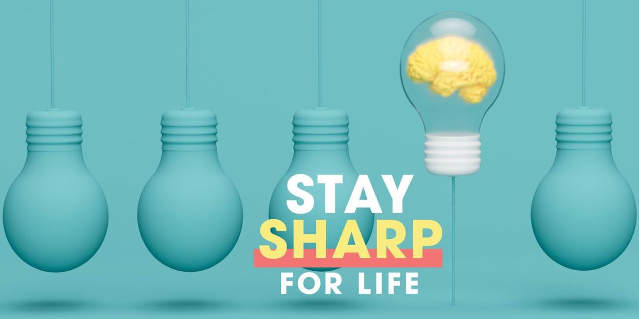 stay sharp member exclusive header — lightbulbs on blue background