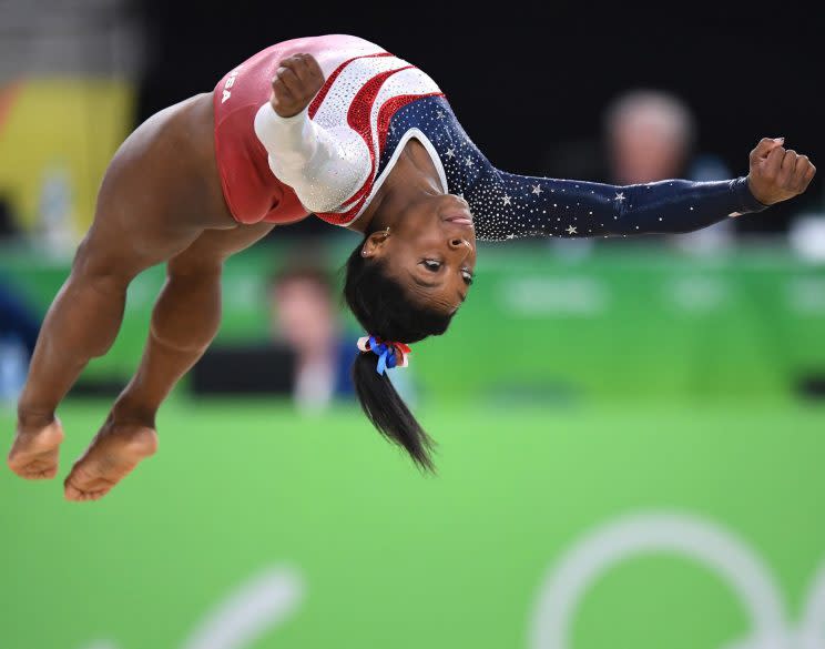 Simone Biles competes in the floor exercise (Getty)