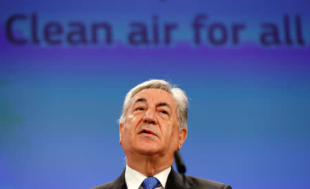 European Environment, Maritime Affairs and Fisheries Commissioner Karmenu Vella holds a news conference at the EU Commission headquarters in Brussels, Belgium, May 17, 2018. REUTERS/Francois Lenoir