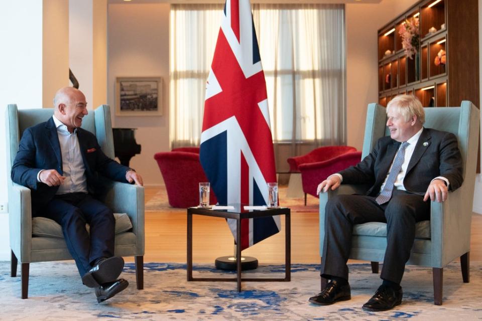 Prime Minister Boris Johnson meets with Amazon executive chairman, Jeff Bezos (Stefan Rousseau/PA) (PA Wire)