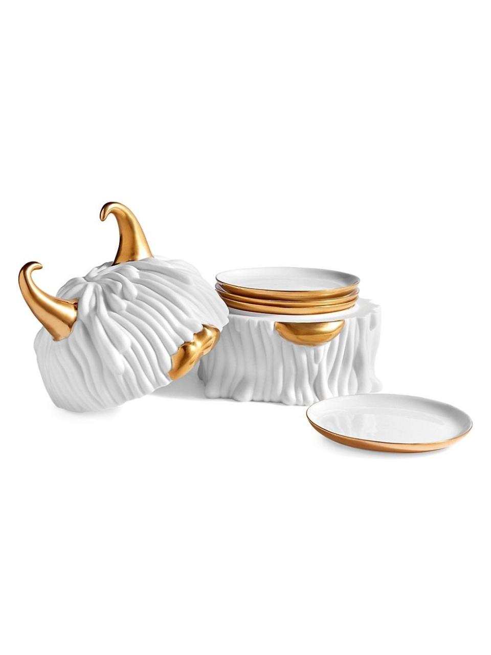3) Haas Gold and Porcelain Plate Set