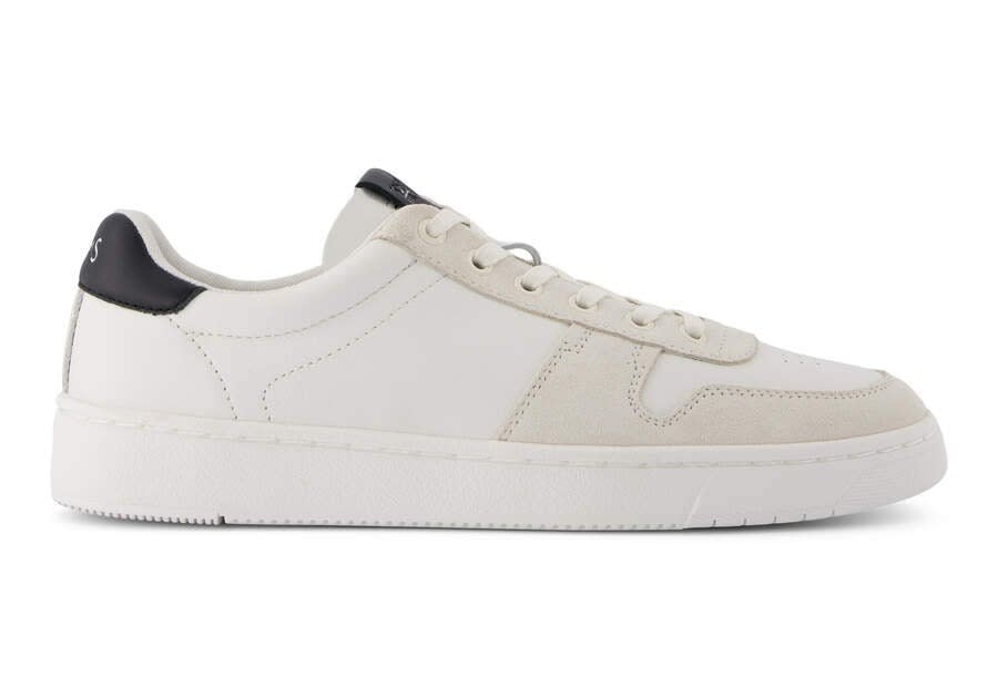 Toms TRVL LITE Court White and Black Leather Sneaker.