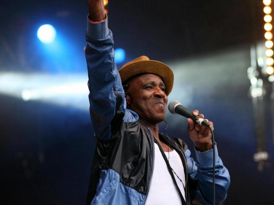 Amoo on stage at Wychwood Festival at Cheltenham Racecourse in 2014 (Getty)