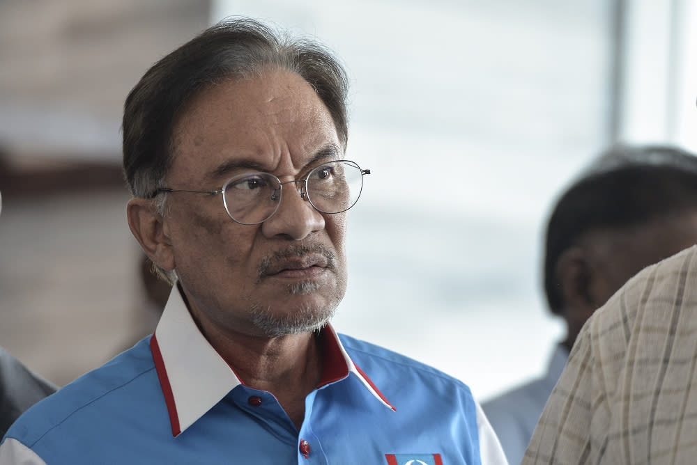 PKR president Datuk Seri Anwar Ibrahim speaks to the media during PKR’s retreat at the Lexis Hibiscus resort in Port Dickson July 20, 2019. — Picture by Shafwan Zaidon