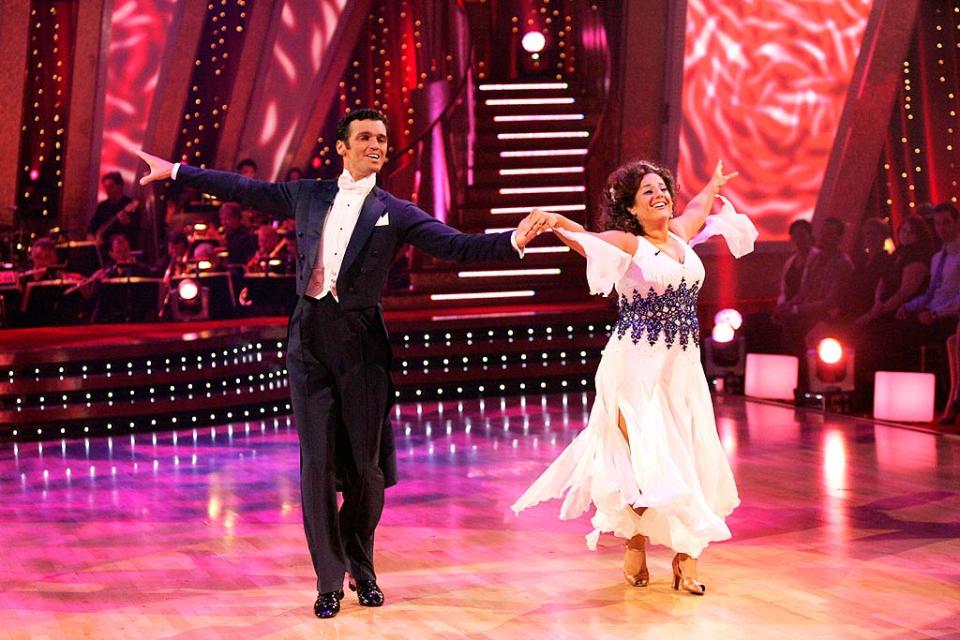 Marissa Jaret Winokur and Tony Dovolani perform a dance on the sixth season of Dancing with the Stars.