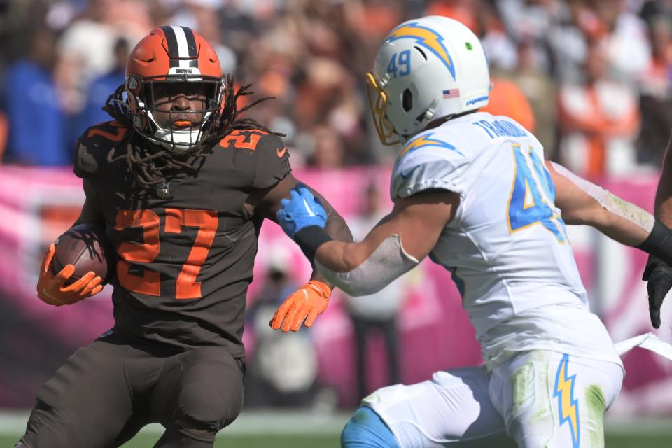 Browns RB Kareem Hunt (27) is now in his sixth NFL season.